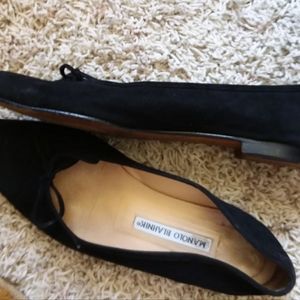 Manolo Blahnik Black Suede Flats 8.5